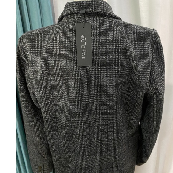 Rachel Zoe Black & White Tweed Plaid Coat, Women's Size Medium NWT - Picture 2 of 5